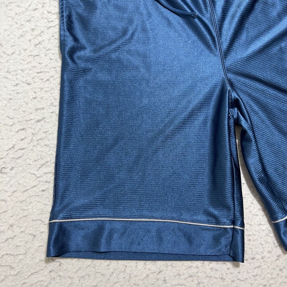 Tek Gear Men's Medium Shiny Silky Athletic Drawstring Blue Shorts 10" Inseam - Picture 3 of 10